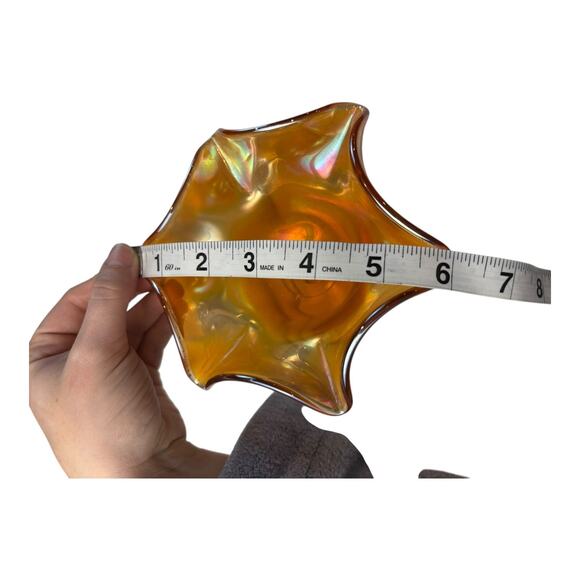 Vintage Fenton Carnival Glass Marigold Ruffled Edge Compote - Frosted Base - 6” - Picture 6 of 7